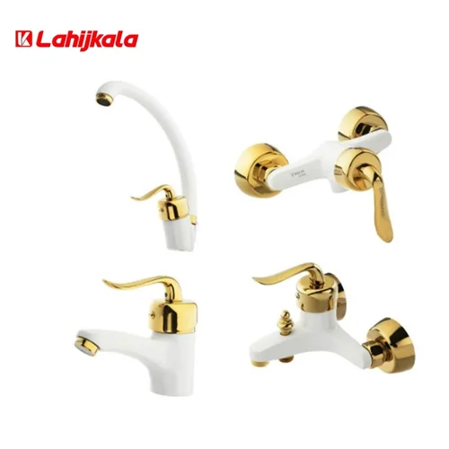 ست شیرآلات طوفان فلز مدل قاصدک سفید طلایی