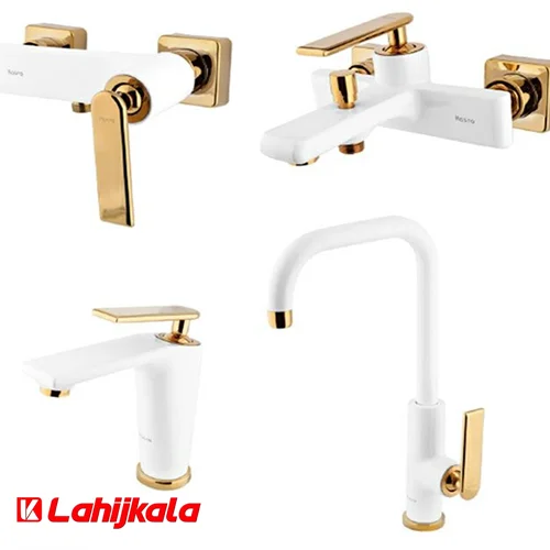 ست کامل شیرآلات کسری مدل آمازون شیری طلایی