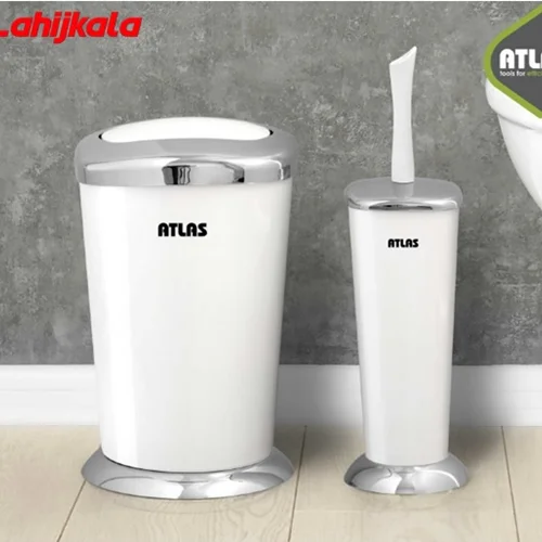 سطل و برس توالت اطلس مدل الوند سفید